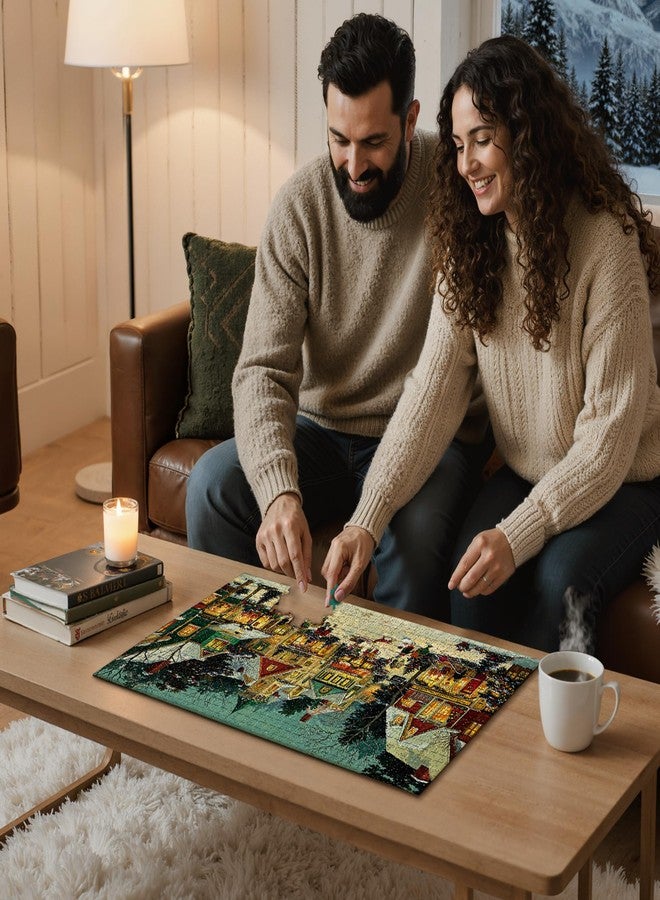 lamplig Christmas Puzzles for Adults 1000 Pieces, Winter Holiday Snow Town, 1000 Piece Puzzle for Adults Seniors, Christmas Vacation Jigsaw Puzzles with Letters on Back, Fun Gifts Decor, 1:1 Poster - Image 5